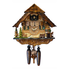 Chalet-style Black Forest battery-powered musical cuckoo clock with deer family 25 cm by Engstler