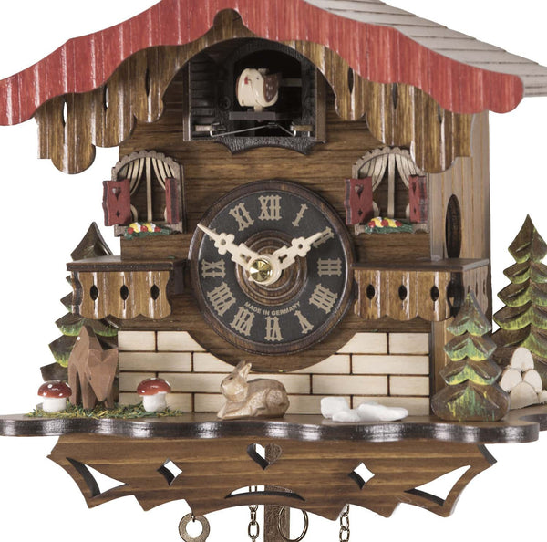  Cuckoo Clock - Chalet-style Black Forest battery-powered cuckoo clock with rabbit 18.5 cm by Engstler - Cuckoo Collections