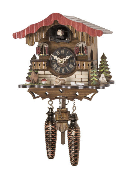  Cuckoo Clock - Chalet-style Black Forest battery-powered musical cuckoo clock with rabbit 18.5 cm by Engstler - Cuckoo Collections