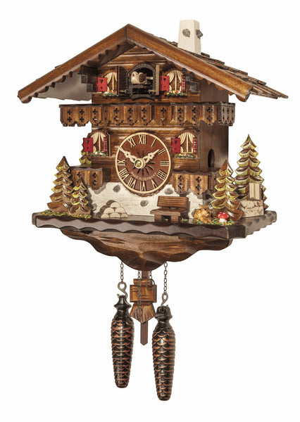 Chalet-style Black Forest battery-powered musical cuckoo clock 25 cm by Engstler