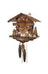 Chalet Style Black Forest 1-day cuckoo clock with moving wood cutter 27 cm by Engstler