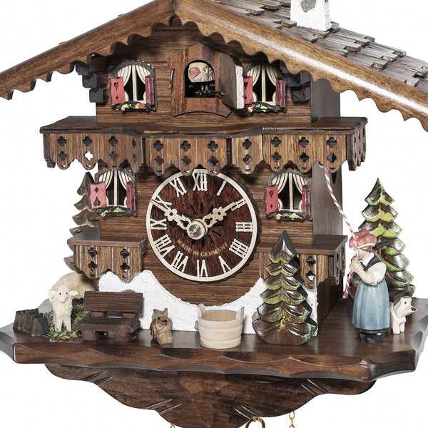 Chalet Style Black Forest 1-day cuckoo clock with moving bell ringer 34 cm by Engstler
