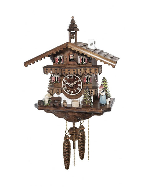 Chalet Style Black Forest 1-day cuckoo clock with moving bell ringer 34 cm by Engstler