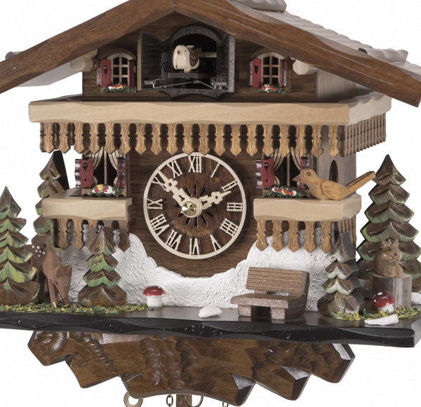  Cuckoo Clock - Chalet-style Black Forest battery-powered cuckoo clock with deer 22 cm by Engstler - Cuckoo Collections