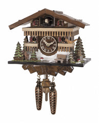  Cuckoo Clock - Chalet-style Black Forest battery-powered cuckoo clock with deer 22 cm by Engstler - Cuckoo Collections
