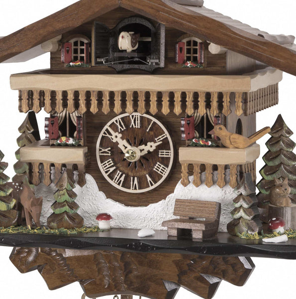 Chalet-style Black Forest battery-powered musical cuckoo clock with deer 22 cm by Engstler