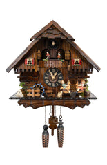 Chalet Style Black Forest 1-day musical cuckoo clock with moving kids on seesaw, moving dancers 33 cm by Engstler