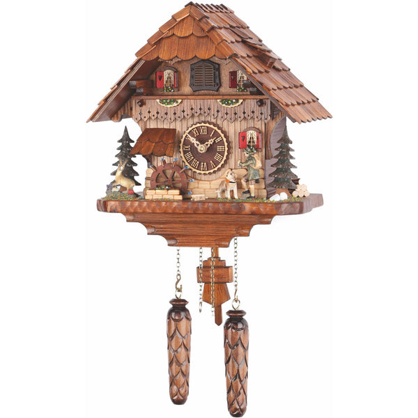  Cuckoo Clock - Black Forest chalet quartz cuckoo clock with turning mill-wheel & music 31 cm by Trenkle Uhren - Cuckoo Collections