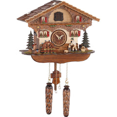  Cuckoo Clock - Chalet style quartz cuckoo clock with moving wood chopper & mill wheel 25 cm by Trenkle Uhren - Cuckoo Collections