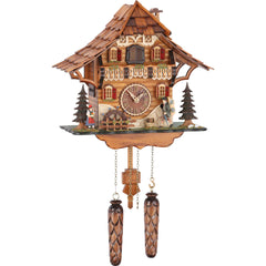  Cuckoo Clock - Chalet style quartz cuckoo clock with moving mill wheel & clock peddler 31 cm by Trenkle Uhren - Cuckoo Collections