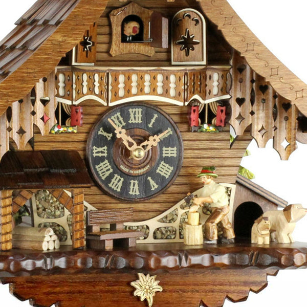 Chalet style 8-day Black Forest cuckoo clock with moving wood-chopper 33.5 cm by Engstler