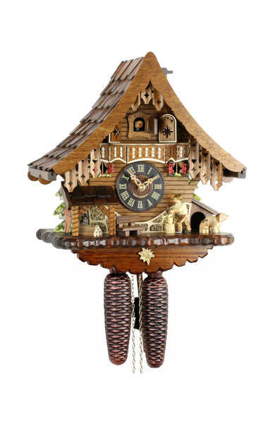Chalet style 8-day Black Forest cuckoo clock with moving wood-chopper 33.5 cm by Engstler