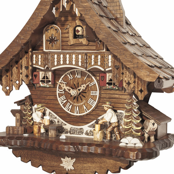 Chalet style 8-day Black Forest cuckoo clock with moving wood-chopper 33 cm by Engstler