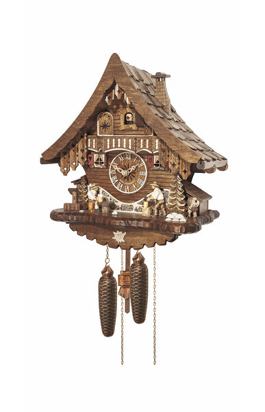 Chalet style 8-day Black Forest cuckoo clock with moving wood-chopper 33 cm by Engstler