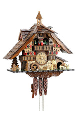 Chalet Style Black Forest 1-day musical cuckoo clock with moving wood cutter, moving dancers 40 cm by Engstler