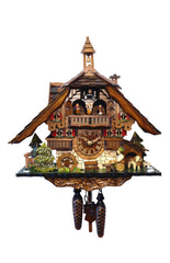 Chalet Style Black Forest 1-day musical cuckoo clock with moving beer drinker, moving dancers 40 cm by Engstler