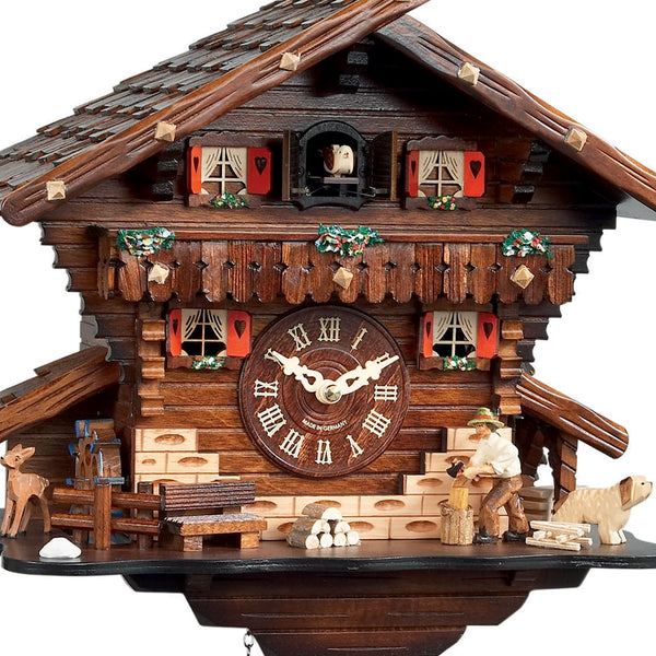 Chalet style 8-day Black Forest cuckoo clock with moving wood-chopper and music 30 cm by Engstler
