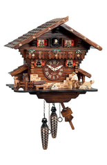 Chalet style 8-day Black Forest cuckoo clock with moving wood-chopper and music 30 cm by Engstler