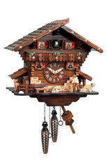 Chalet Style Black Forest 1-day cuckoo clock with moving wood cutter with music 30 cm by Engstler