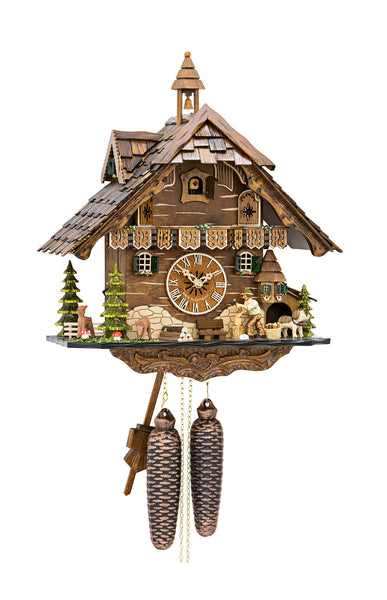 Chalet style 8-day Black Forest cuckoo clock with moving wood-chopper 42 cm by Engstler
