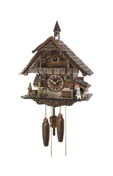 Chalet style 8-day Black Forest cuckoo clock with moving bell-ringer 42 cm by Engstler