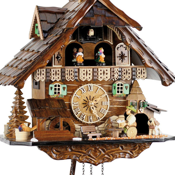 Chalet Style Black Forest 1-day musical cuckoo clock with moving beer drinker, moving dancers 42 cm by Engstler