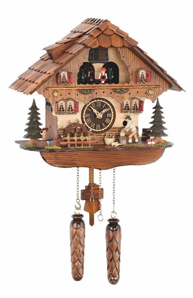  Cuckoo Clock - Chalet style quartz cuckoo clock with moving wood chopper & mill wheel with music by Trenkle Uhren - Cuckoo Collections