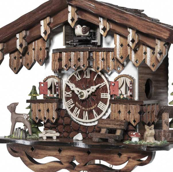 Chalet-style Black Forest battery-powered musical cuckoo clock 22 cm by Engstler