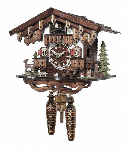 Chalet-style Black Forest battery-powered musical cuckoo clock 22 cm by Engstler