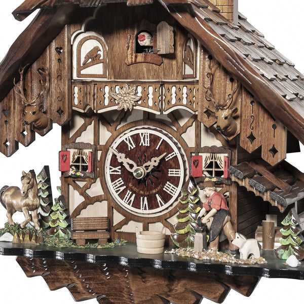 Chalet style 8-day Black Forest cuckoo clock with moving blacksmith 35 cm by Engstler