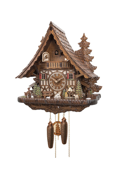 Chalet style 8-day Black Forest cuckoo clock with moving wood-chopper 44 cm by Engstler