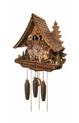 Chalet style 8-day Black Forest cuckoo clock with moving rocking-horse girl, moving dancers and music 44 cm by Engstler