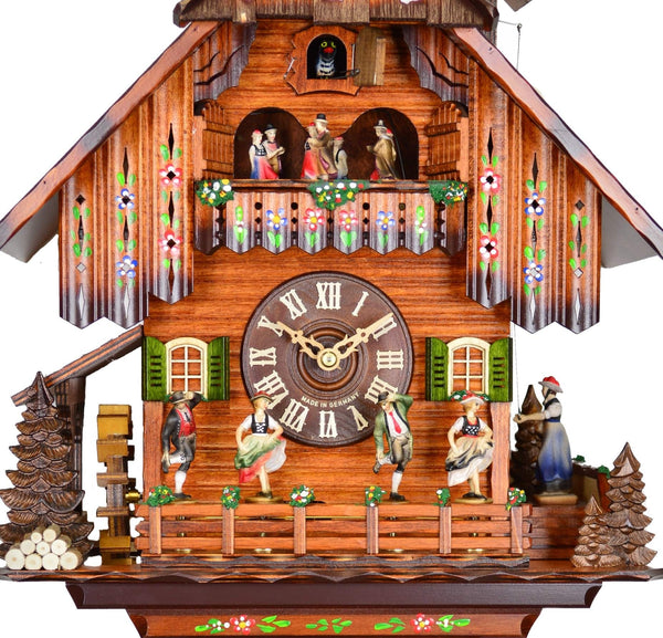 Chalet 8-day cuckoo clock with village dancers and music 39cm by August Schwer