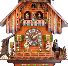 Chalet 8-day cuckoo clock with village dancers and music 39cm by August Schwer