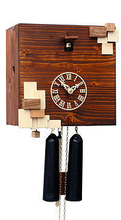  Cuckoo Clock - 'Cube' Modern Art Style Cuckoo Clock 8 day movement (Brown) by Rombach & Haas - Cuckoo Collections