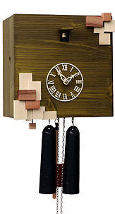  Cuckoo Clock - 'Cube' Modern Art Style Cuckoo Clock 8 day movement (Green) by Rombach & Haas - Cuckoo Collections