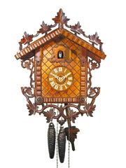  Cuckoo Clock - Antique carved 1-day 1885 train station cuckoo clock 30cm by August Schwer - Cuckoo Collections