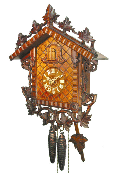  Cuckoo Clock - Antique carved 1-day 1885 train station cuckoo clock 30cm by August Schwer - Cuckoo Collections