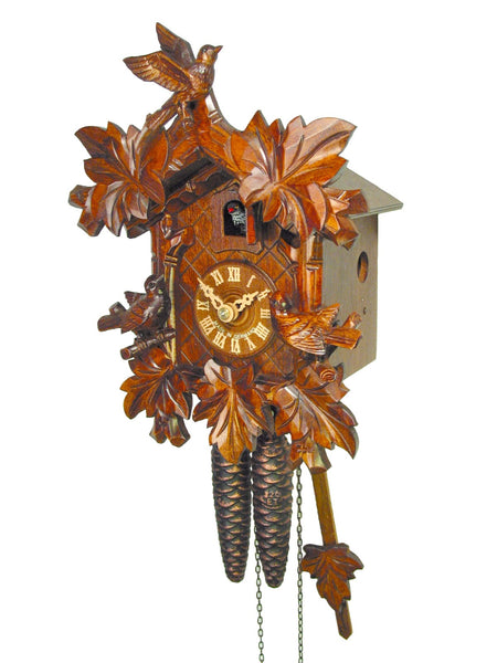  Cuckoo Clock - Carved 1-day 3 sparrow cuckoo clock 26cm by August Schwer - Cuckoo Collections