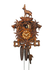 Cuckoo Clock - Carved 1-day Ibex & Edelweiss cuckoo clock 27cm by August Schwer - Cuckoo Collections