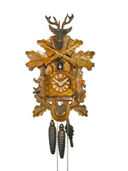  Cuckoo Clock - Carved 1-day hunting style cuckoo clock 34cm by August Schwer - Cuckoo Collections