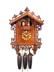  Cuckoo Clock - Antique 8-day 1885 Train Station cuckoo clock with music 43cm by August Schwer - Cuckoo Collections