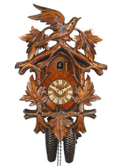  Cuckoo Clock - Carved 8-day cuckoo clock with a large bird and five maple leaves 38cm by August Schwer - Cuckoo Collections