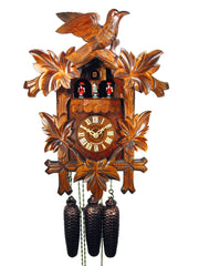  Cuckoo Clock - Carved 8-day musical cuckoo clock with a large bird and leaves 42cm by August Schwer - Cuckoo Collections