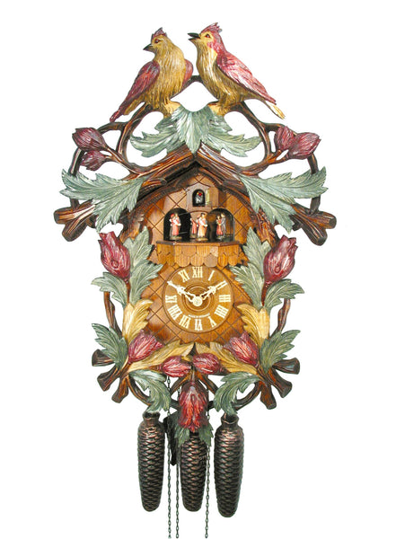  Cuckoo Clock - Carved 8-day musical cuckoo clock with Birds in the Garden 57cm by August Schwer - Cuckoo Collections