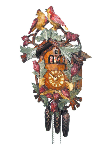  Cuckoo Clock - Carved 8-day musical cuckoo clock with Birds in the Garden 57cm by August Schwer - Cuckoo Collections