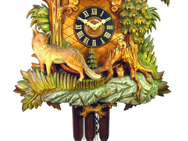  Cuckoo Clock - Carved 8-day musical cuckoo clock with eagle & fox 94cm by August Schwer - Cuckoo Collections