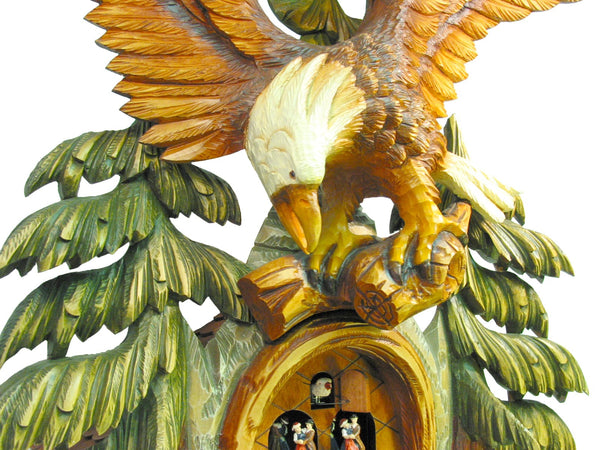  Cuckoo Clock - Carved 8-day musical cuckoo clock with eagle & fox 94cm by August Schwer - Cuckoo Collections
