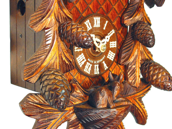  Cuckoo Clock - Carved 8-day cuckoo clock with Ibex & Pine cones 41cm by August Schwer - Cuckoo Collections