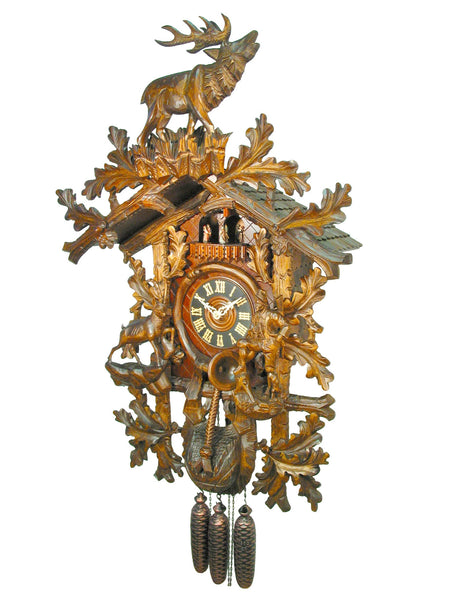  Cuckoo Clock - Carved 8-day Large Hunter style cuckoo clock with music 89cm by August Schwer - Cuckoo Collections